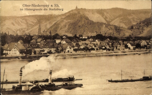 KP Niederspay Spay am Rhein, Górny Niederspay, w tle Marksburg