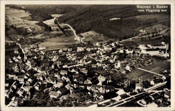 Postcard Steinen in Baden Schwarzwald, aerial photograph