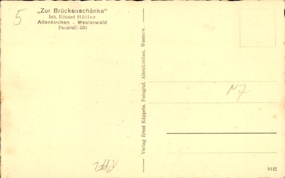 Postcard Altenkirchen Westerwald, Gasthof Zur Brückenschänke, interior view, townscape