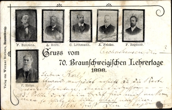 PC Braunschweig in Lower Saxony, 70th Braunschweig teacher days 1898, Behrens, Horn, Fricke, Heege