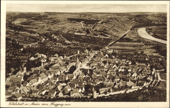 Postcard Eibelstadt in Lower Franconia, aerial photograph