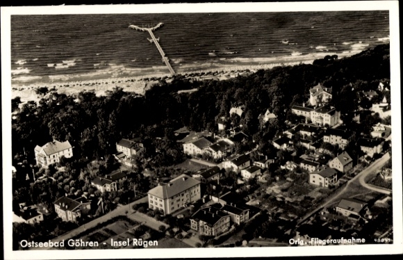Ak Ostseebad Göhren auf Rügen, Ostseebad Göhren, Insel Rügen, Orig. Fliegeraufnahme, Strandansich
