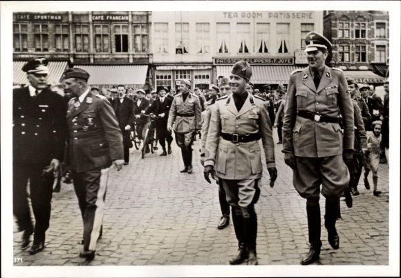 Photo Italian. Foreign Minister Count Ciano in Bruges, von Mackensen, Loerzer and von Dörnburg, July 1940