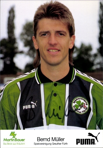 Autograph card footballer Bernd Müller, SpVgg Greuther Fürth, autograph