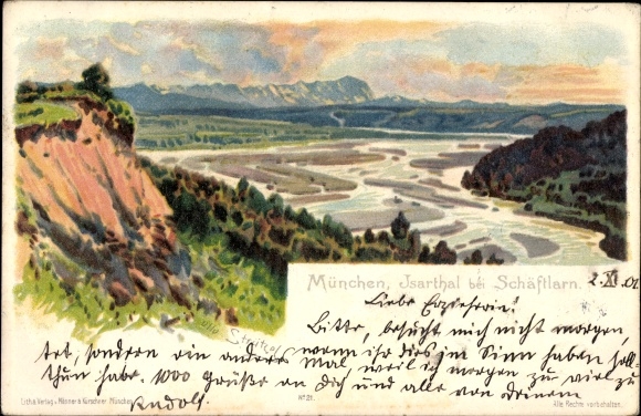 Artist Chromo-Litho Stützel, Otto, Schäftlarn Upper Bavaria, Isar Valley, bird show