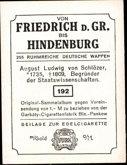 Collection picture Glorious German coats of arms Photo 192 August Ludwig v. Schlözer, political scientist