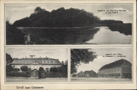 Ak Gebesee in Thüringen, Schloss, Gasthof zum Ritter, Mündung, Unstrut