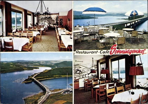 Ak Attendorn Westfalen, Restaurant Cafe Schnütgenhof, brug, interieur