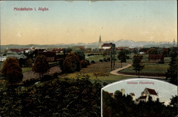 PC Mindelheim im Unterallgäu, view of the town, Mindelburg Castle