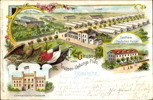Chromo-Litho Dallgow Döberitz im Havelland, military training area, headquarters building, inn