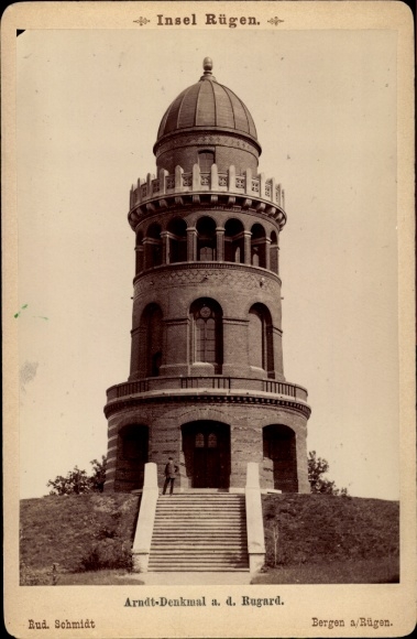Cabinet Photo Bergen on Rügen, Arndt Memorial on the Rugard, photographer Rud. Schmidt