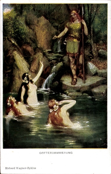 Ak Götterdämmerung, Richard Wagner, operascène
