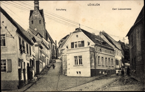 Ak Löbejün im Saalekreis, Schulberg, Carl Löwe Straße