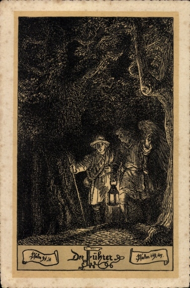 Ak Bibel, Psalm, Der Führer, Mann mit Handlaterne