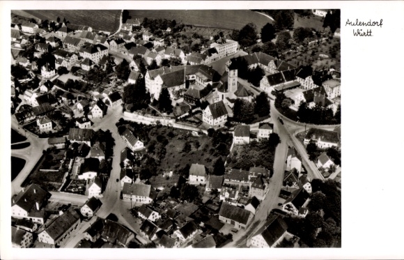 Postcard Aulendorf district Ravensberg, aerial photograph of the town