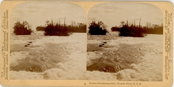 Stereo Photo Niagara River USA, Nature's Everlasting Smile