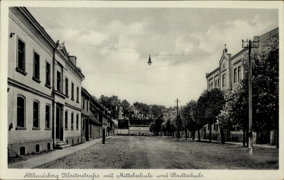 Postcard Altlandsberg in der Mark, Klosterstraße, Middle School, City School