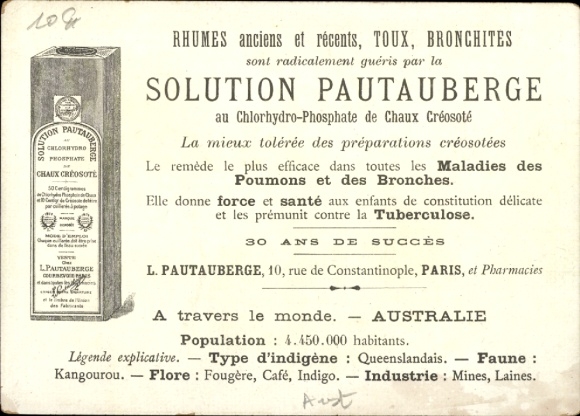 Chromo-Litho Australia, Kangaroo, Advertising Solution Pautauberge