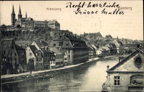 KP Bamberg w Górnej Frankonii, Michelsberg, widok na rzekę, budynek