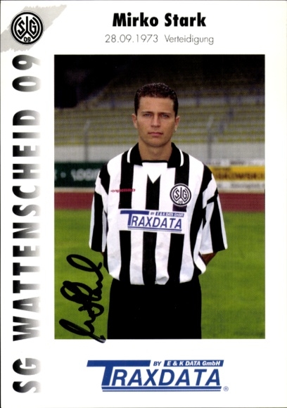 Autograph card footballer Mirko Stark, SG Wattenscheid 09, autograph