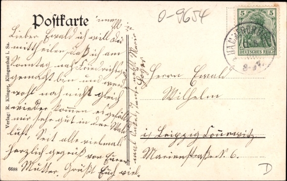 Postcard Hammerbrücke in Vogtland, total view, villa