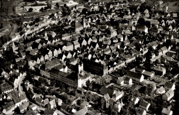 Postcard Günzburg on the Danube Swabia, aerial view of the old town, numerous roofs, buildings