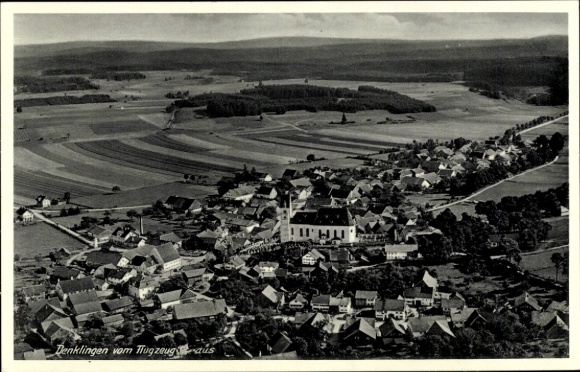 Postcard Denklingen in Schwaben Oberbayern, aerial photograph