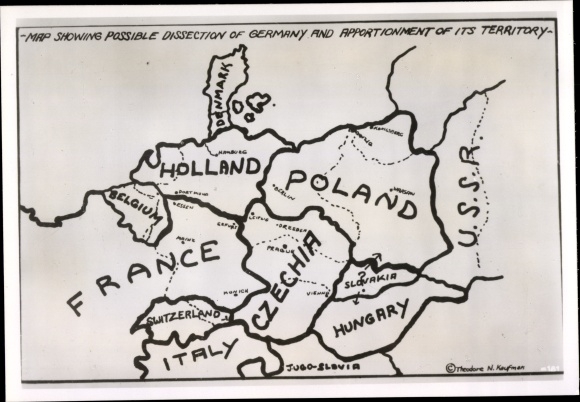 Photo H. Hoffmann, Map showing possible dissection of Germany, Division of Germany, July 1941