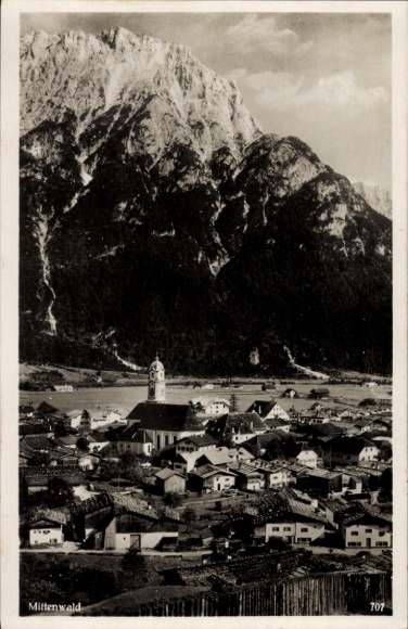 Ak Mittenwald in Oberbayern, Teilansicht
