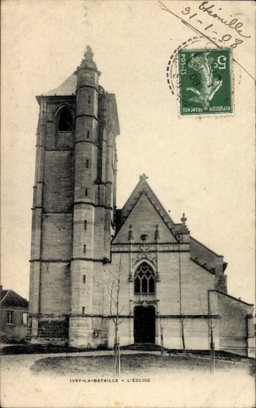 Postcard Ivry la Bataille Eure, Church