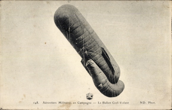 Postcard Aerostiers Militaires en Campagne, Le Ballon Cerf Volant