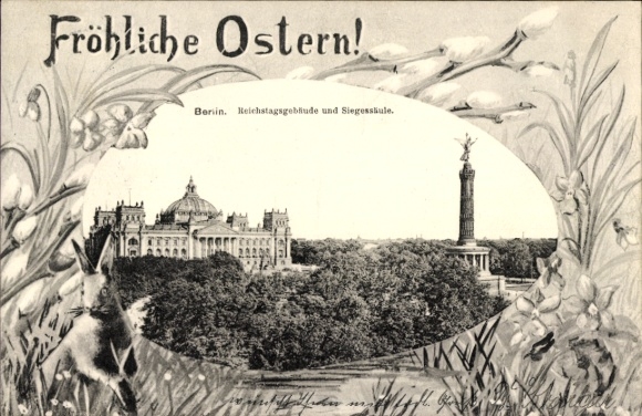 Ak Berlin Tiergarten, Reichstagsgebäude, Siegessäule, Ostern