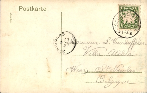 Postcard Aschaffenburg in Lower Franconia, Pompejanum, river and trees
