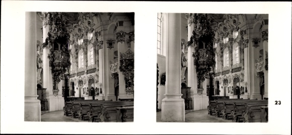 Stereo photo treasures of the Baroque, Wies Steingaden Upper Bavaria, Wieskirche, choir room