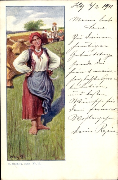 Künstler Ak Allenberg, Frau in ukrainischer Tracht