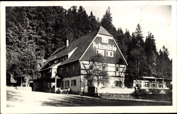 Postcard Oberpöbel Dippoldiswalde Sachsen, restaurant and Fremdenhof Putzmühle
