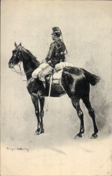 Artist Postcard Spanish soldier on horseback, rider