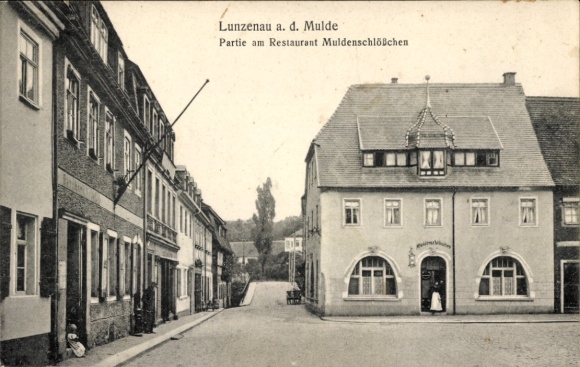 Postcard Lunzenau in Saxony, Restaurant Muldenschlösschen