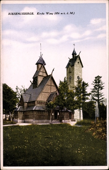 KP Brückenberg ur. Krummhübel Silesia, kościół Wang, kościół drewniany