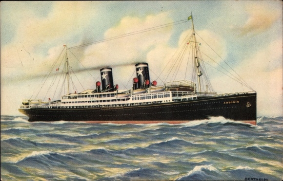 Artist PC Bertoglio, steamer Ausonia, luxury express service Europe Egypt, SITMAR