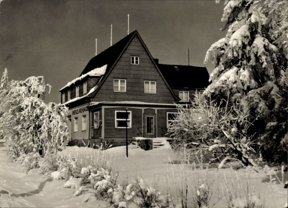 Postcard Johanngeorgenstadt in the Ore Mountains, Grenzlandbaude, Winter