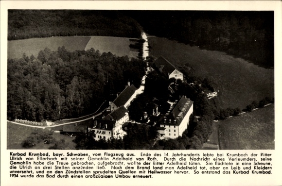Postcard Krumbach in Swabia, aerial photograph