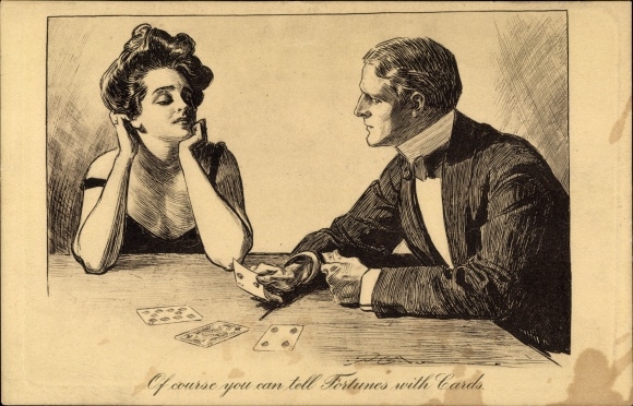 Emboss Artist Postcard Gibson, Dana, Of Course you can tell Fortunes with Cards