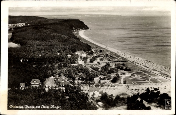 Postcard Ostseebad Baabe on Rügen, aerial photo
