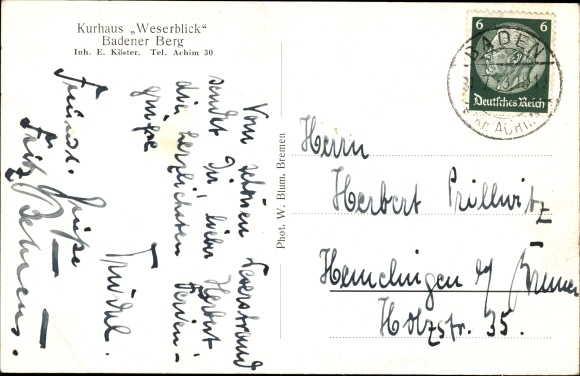 PC Achim on the Weser, Badener Berg, Kurhaus Weserblick, ship