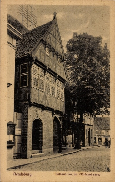 Postcard Rendsburg in Schleswig Holstein, Town Hall from Mühlenstraße