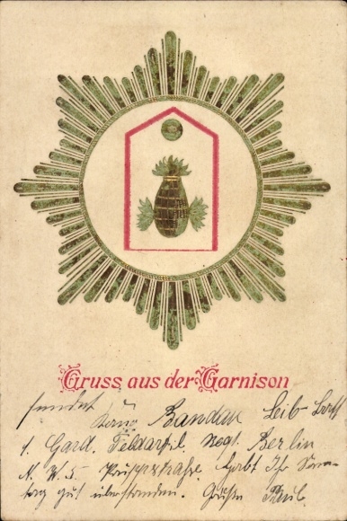 Ak Gruss aus der Garnison, Berlin, 1. Garde Feldartillerie Regiment