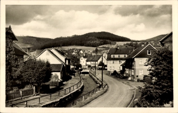 Postcard Schmalkalden in the Thuringian Forest, view of a rural landscape, houses, streets, hilly