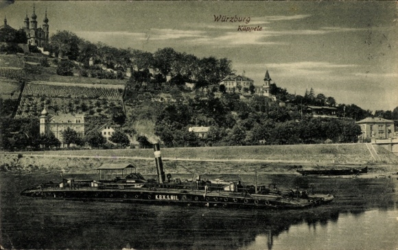 Postcard Würzburg am Main Lower Franconia, Käppele, steamer