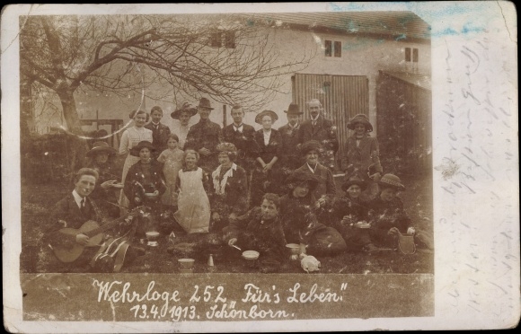 Photo Postcard Dresden Langebrück Schönborn, Wehrloge 252 For Life, Boy Scouts 1913